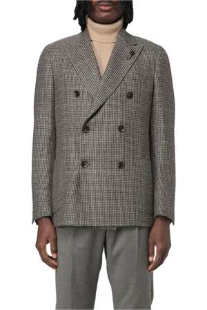 LARDINI Kurtki, Mężczyzna, brązowy, M, Klasyczny Houndstooth Blezer