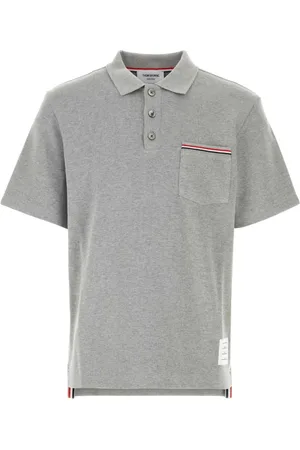 Thom Browne Koszulki, Mężczyzna, Szary, L, Klasyczna Szara Bawełniana Koszulka Polo
