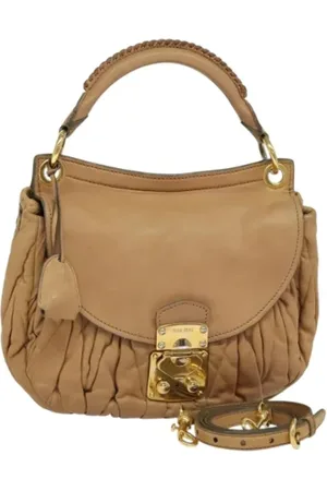 Miu Miu Pre-owned, Kobieta, Beżowy, ONE SIZE, Skóra, Pre-owned Skórzane torebki