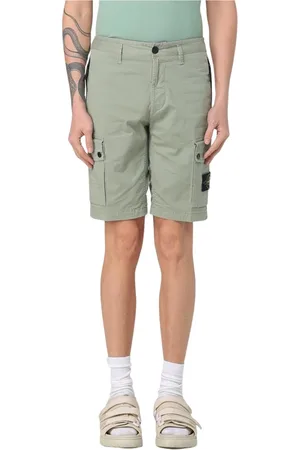 Stone Island Szorty, Mężczyzna, Zielony, W37, Stylowe Cargo Shorts z Wieloma Kieszeniami