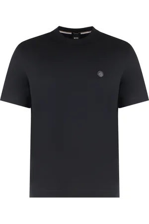 HUGO BOSS Koszulki, Mężczyzna, Czarny, M, Bawełna, Bawełniany T-shirt z Naszywką Logo z Przodu