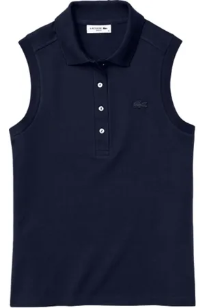 Lacoste Koszulki, Kobieta, Niebieski, S, Niebieska Koszulka Polo z Guzikami z Perły