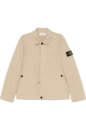 Stone Island Kurtki, Mężczyzna, Beżowy, M, Kurtka Beżowa z Odznaką Kompasu
