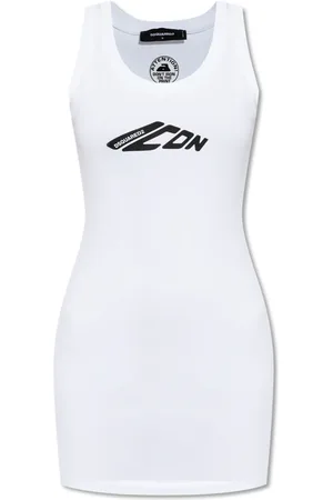Dsquared2 Sukienki, Kobieta, Biały, S, Bawełna, Sukienka bez rękawów
