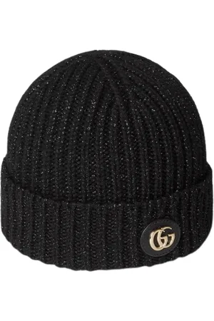 Gucci Akcesoria, Kobieta, Czarny, M, Rozgrzewający Wełniany Beanie Czarny Logo