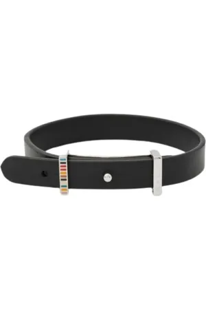Paul Smith Akcesoria, Mężczyzna, Czarny, ONE SIZE, Czarny Skórzany Bransoletka z Podpisem