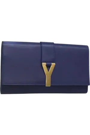 Saint Laurent Pre-owned, Kobieta, Niebieski, ONE SIZE, Skóra, Pre-owned Leather clutches