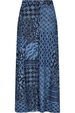 Emporio Armani Spódnice, Kobieta, Niebieski, M, Dżinsowe Spódnice z Nadrukiem All-Over