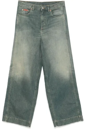 MARTINE ROSE Jeansy, Mężczyzna, Niebieski, M, Stonewashed jeansy z logo