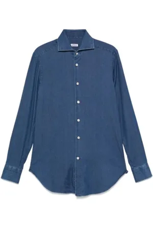 Kiton Koszule, Mężczyzna, Niebieski, L, Denim, Denim Sportowa Koszula