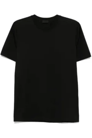 Moncler Koszulki, Mężczyzna, Czarny, M, Czarna Koszulka z Logo na Piersi Crew Neck