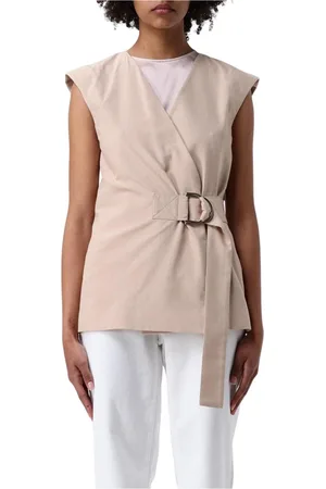 Liu Jo Kurtki, Kobieta, brązowy, 2XS, Wrap Sleeveless Waistcoat Jacket