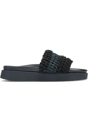 INUIKII Buty, Kobieta, Czarny, 38 EU, Czarne Sandały Z Dzianiny