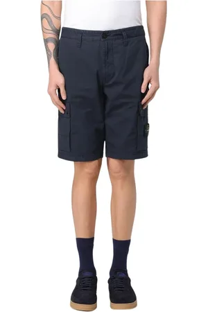 Stone Island Szorty, Mężczyzna, Niebieski, W32, Granatowe Szorty Cargo z Kieszeniami