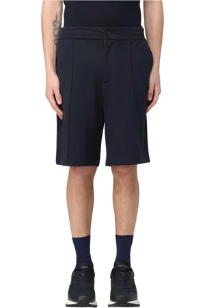 Emporio Armani Szorty, Mężczyzna, Niebieski, XS, Stylowe Logo Szorty Casual