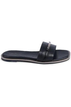 Calvin Klein Buty, Kobieta, Czarny, 41 EU, Czarny Skórzany Elegancki Sandał