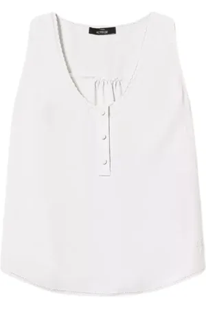 Twin-Set Koszulki, Kobieta, Beżowy, M, Ivory Bezrękawnik z Krepy