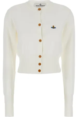 Vivienne Westwood Swetry, Kobieta, Biały, S, Biała Krojona Sweter Kardigan