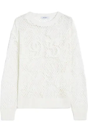 Max Mara Swetry, Kobieta, Biały, S, Biała Sweter Crewneck Wzór