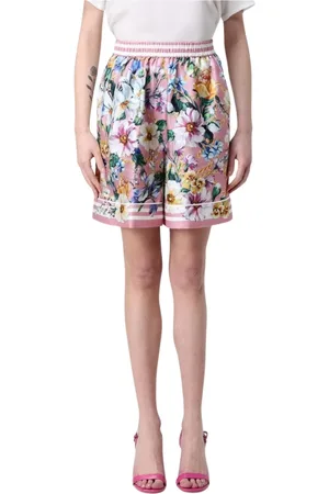 Dolce & Gabbana Szorty, Kobieta, Wielobarwność, 2XS, Kolorowe Kwiatowe Szorty z Jedwabiu