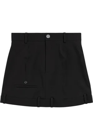 Balenciaga Spódnice, Kobieta, Czarny, S, Len, Czarna Wełniana Deconstructed Minispódnica