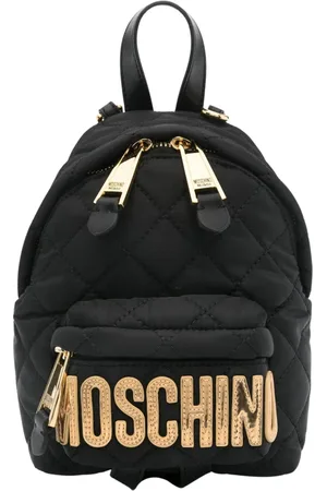 Moschino Torebki, Kobieta, Czarny, ONE SIZE, Czarna Torba na Ramię z Złotymi Szczegółami