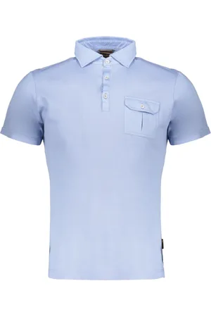 MOORER Koszulki, Mężczyzna, Niebieski, 4XL, Bawełniana koszulka polo z guzikami z nacre