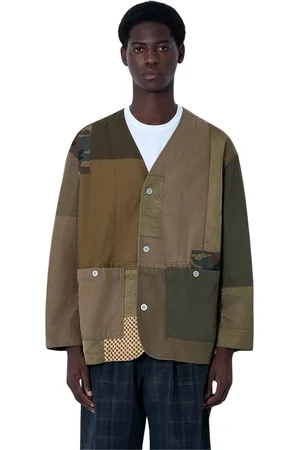 Comme des Garçons Kurtki, Mężczyzna, Zielony, S, Bawełniana Kurtka Patchwork z Kontrastowymi Panelami