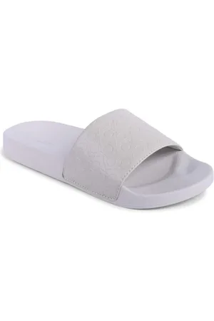 Calvin Klein Buty, Kobieta, Biały, 41 EU, Wytłoczony Beżowy Slajdy