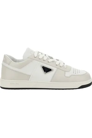 Prada Buty, Mężczyzna, Biały, 44 EU, Skórzane Sneakersy Downtown