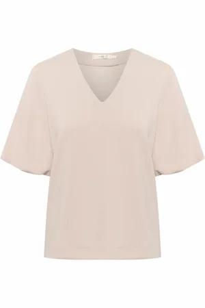 INWEAR Koszulki, Kobieta, Beżowy, XL, Poliester, T-shirt z balonowym rękawem Top Haze