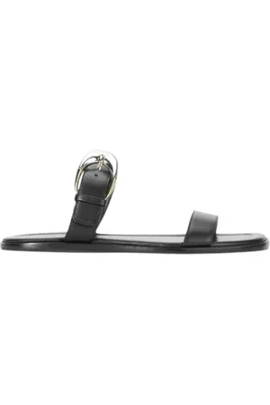 Staud Buty, Kobieta, Czarny, 39 EU, Płaska sandał z klamrą księżyca