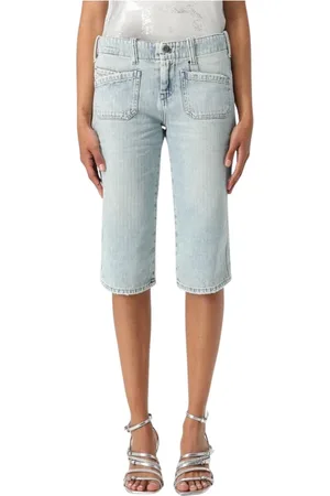 Diesel Szorty, Kobieta, Niebieski, W27, Denim, Niebieskie Szorty Bermudzkie z Kieszeniami
