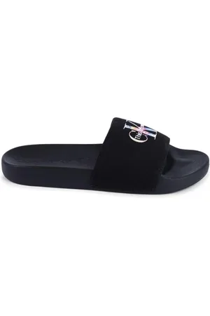 Calvin Klein Buty, Kobieta, Czarny, 39 EU, Kwiatowe Logo Slides
