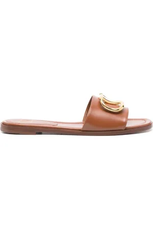 VALENTINO GARAVANI Buty, Kobieta, brązowy, 38 1/2 EU, Skóra, Skórzane sandały Vlogo Signature