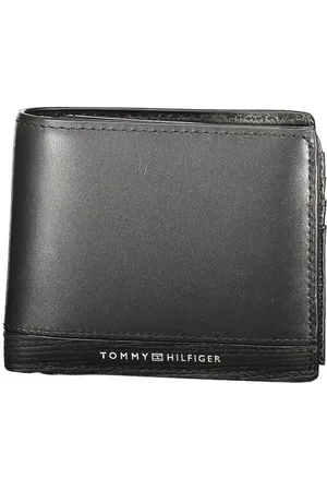 Tommy Hilfiger Akcesoria, Mężczyzna, Czarny, ONE SIZE, Czarna Skórzana Portfel Męski