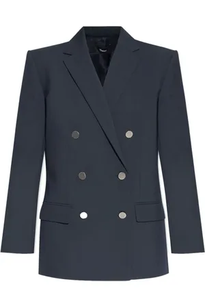 THEORY Kurtki, Kobieta, Niebieski, S, Oversized Double-Breasted Wool Blazer