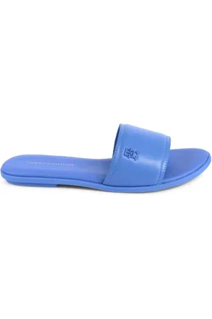 Tommy Hilfiger Buty, Kobieta, Niebieski, 41 EU, Niebieskie Skórzane Klapki Casual Comfort