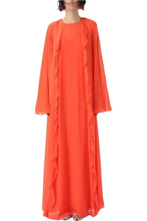 Max Mara Sukienki, Kobieta, Czerwony, M, Elegancka Koralowa Sukienka Midi