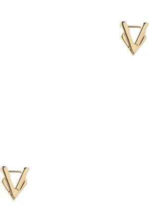 Bottega Veneta Akcesoria, Kobieta, Żółty, ONE SIZE, Srebrne kolczyki w kształcie litery V