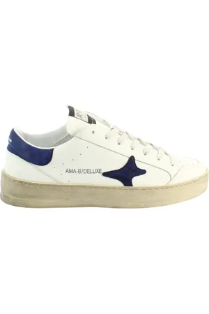 Ama Brand Buty, Mężczyzna, Biały, 45 EU, Niebieskie Sneakers Model 4065