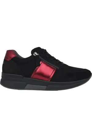 Gabor Buty, Kobieta, Czarny, 38 EU, Zamsz, Rolujący Sneaker Czarno-Czerwony