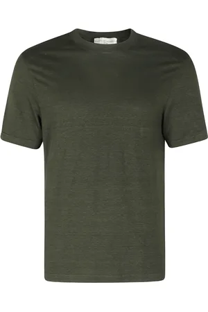 FILIPPO DE LAURENTIIS Koszulki, Mężczyzna, Zielony, 2XL, Koszulka z lnu i elastanu