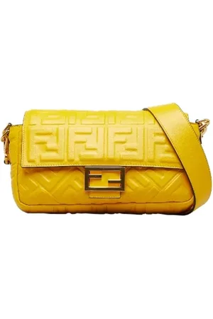 Fendi Pre-owned, Kobieta, Żółty, ONE SIZE, Skóra, Pre-owned skórzane torby na ramię
