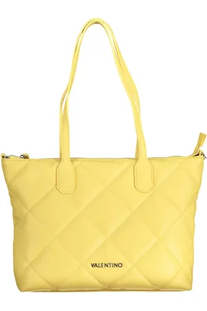Valentino by Mario Valentino Torebki, Kobieta, Żółty, ONE SIZE, Len, Żółta Torba Łańcuchowa z Zdejmowanym Paskiem