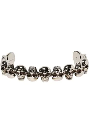 Alexander McQueen Akcesoria, Kobieta, Szary, S, Srebrny Bransoletka z Czaszką