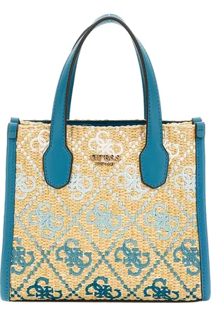 Guess Torebki, Kobieta, Niebieski, ONE SIZE, Bawełna, Jasnoniebieska torba shopper Silvana