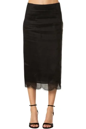 Max Mara Spódnice, Kobieta, Czarny, S, Haftowana czarna spódnica