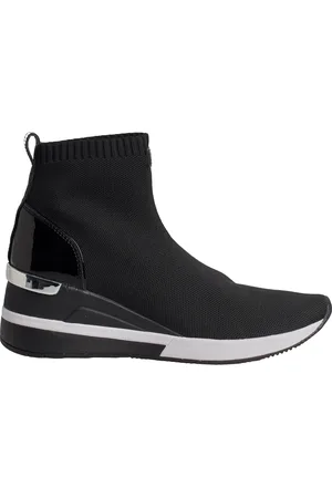 Michael Kors Buty, Kobieta, Czarny, 39 EU, Poliester, Wysokie skarpetki sneakersy z lakierowanym piętą