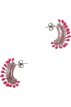 Bottega Veneta Akcesoria, Kobieta, Różowy, ONE SIZE, Fuchsia Half Moon Statement Kolczyki